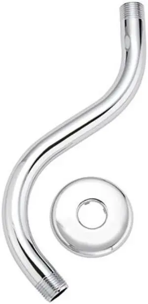 plumb pak pp825191""s" shaped shower arm and flange extension head, polished chrome, finish