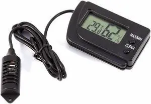 Mini Digital Temperature and Humidity Meter Incubator Pet Dog Tortoise Hatching Eggs Sensor Thermometer Temperature Recorder - Black