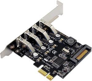 Four Ports USB 3.0 Super Fast 5Gbps PCI-E Expansion Card PCI Express Adapter Converter Card Power Supply Module For Desktop PC with 2U Low-profile Bracket