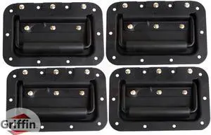 Flush Speaker Cabinet Handles for DJ PA Rack Road Case (Set of 4) by GRIFFIN | Spring Loaded Recessed Metal Flip Pull with Rubber Padding for Trunk Chest Flight Carry Case | Pro-Audio Stage Gear Parts Flush Speaker Cabinet Handles for DJ PA Rack Road Case (Set of 4) by GRIFFIN | Spring Loaded Recessed Metal Flip Pull with Rubber Padding for Trunk Chest Flight Carry Case | Pro-Audio Stage Gear Parts