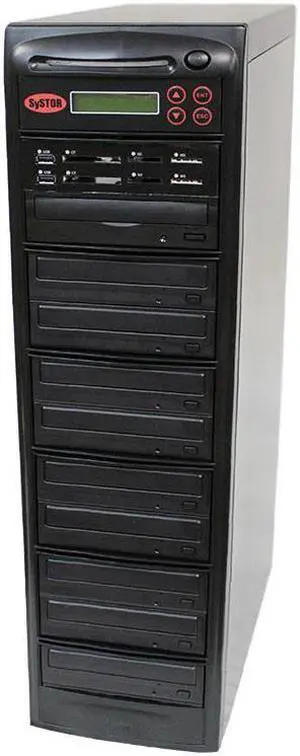 Systor Blu-ray BDXL Multi Media Center PLUS - Flash Memory Drive (USB/SD/CF/MS/MMC) to Disc Backup + 1 to 9 SATA CD/DVD/BD Duplicator (PMBC-P-BD-09)