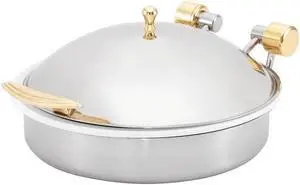 Vollrath 46120 Brass Trim 6 Quart Induction Chafer with Porcelain Pan