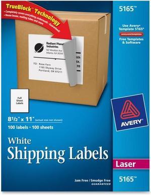 Avery Shipping Labels w/ TrueBlock for Laser Printers, 8-1/2" x 11" - Box of 100