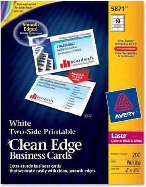 Clean Edge Business Cards, Laser, 2 x 3 1/2, White, 200/Pack 5871