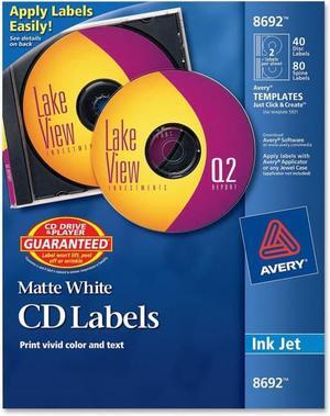 Avery CD/DVD Label - 40 / Pack - Inkjet - White