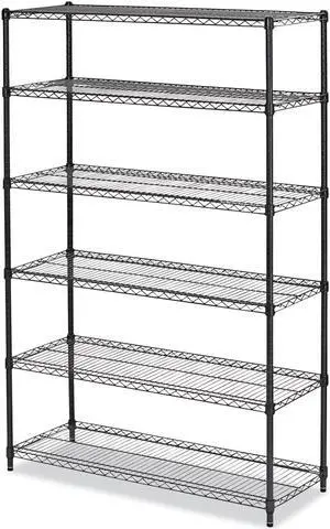 Alera - 6TCOM4818BA - Commercial Wire Shelving, Six-Shelf, 48w x 18d x 72h, Black Anthracite