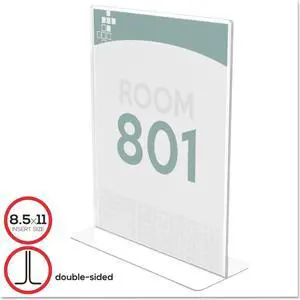 Stand-Up Double-Sided Sign Holder, Plastic, 8 1/2 X 11, Clear