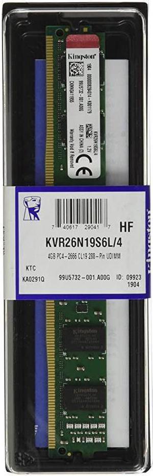 Kingston ValueRAM 4GB DDR4 2666 288-Pin 1.2V 1Rx16 CL19 Non-ECC VLP DIMM Memory Module - KVR26N19S6L/4