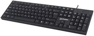 Manhattan 104-key Black Wired Keyboard with Built-in 5 ft. (1.5 m) USB-A Cable and LED Indicator Lights