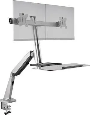 Ergotech FDM-LIFT-2 Freedom Lift Dual Monitor 26.2" Keyboard Tray Desk Clamp