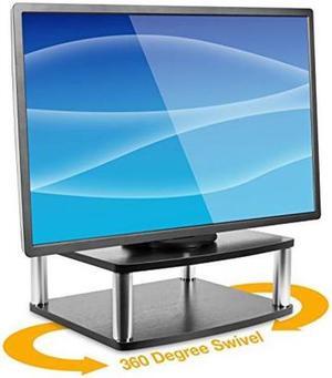 mountit! turntable stand for tv / monitor, 2 tier rotating dvd platform swivel base 32, 37, 40, and 42" tvs, black