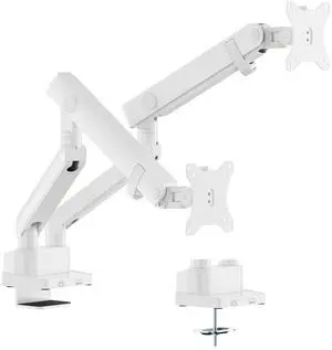 Amer Mounts Dual Articulating Heavy Duty Spring Monitor Arm For 15"-35" Monitors 12kg Max Weight per Screen - Clamp and Grommet Base Installation Included - HYDRA2B-W (WHITE) Amer Mounts Dual Articulating Heavy Duty Spring Monitor Arm For 15"-35" Monitors 12kg Max Weight per Screen - Clamp and Grommet Base Installation Included - HYDRA2B-W (WHITE)