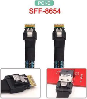 SFF-8654 Male to SFF-8654 Male PCI-E Slimline SAS 4.0 SFF-8654 4i 38 Pin Host to SFF-8654 Slim SAS Target Cable 50cm