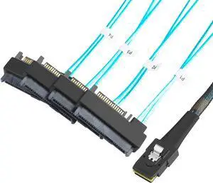 Mini SAS Cable with SATA Power,   Internal Mini SAS 36 Pin to 4 x 29 Pin Cord with SATA Power, SFF-8087 to SFF-8482 Cable, 1.6 FT/0.5m