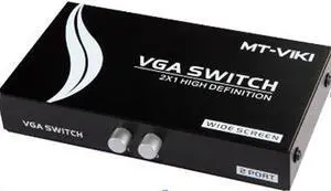 Black 2 in1 Press Button Dual 15Pin VGA Ports In audio Splitter Switch Box 2 Ports