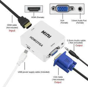 HDMI2VGA MINI HDMI To VGA With audio for PC Laptop to HDTV TVBOX Projector  1080P