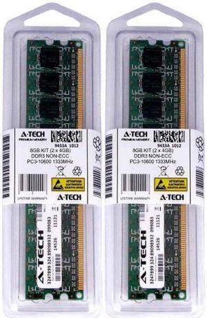 Atech 8GB Kit Lot 2x 4GB DIMM DDR3 Desktop 10600 1333MHz 1333 240pin Ram Memory