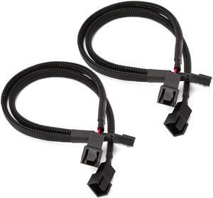2pcs 3-pin PWM Fan Splitter Y Extension Power Cable for PC Internal Power