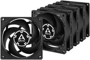 ARCTIC P8 PWM PST (5 Pack) - 80 mm Case Fan, PWM Sharing Technology (PST), Pressure-Optimised, Very Quite Motor, Computer, Fan Speed: 200-3000 RPM - Black
