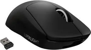 Logitech G PRO X SUPERLIGHT Wireless Gaming Mouse, Ultra-Lightweight, HERO 25K Sensor, 25,600 DPI, 5 Programmable Buttons, Long Battery Life, Compatible with PC / Mac - Black Logitech G PRO X SUPERLIGHT Wireless Gaming Mouse, Ultra-Lightweight, HERO 25K Sensor, 25,600 DPI, 5 Programmable Buttons, Long Battery Life, Compatible with PC / Mac - Black