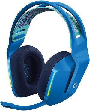 Logitech G733 Lightspeed Wireless Gaming Headset with Suspension Headband, LIGHTSYNC RGB, Blue VOiCE mic Technology and PRO-G Audio Drivers - Blue