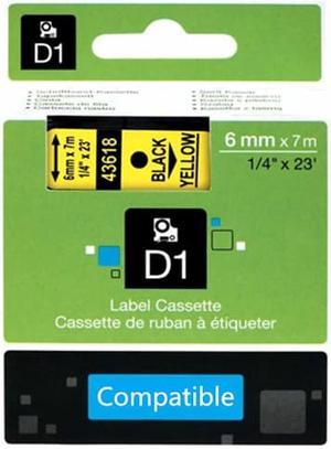 Dymo 43618 6mm Black On Yellow D1 Label Tape, Compatible