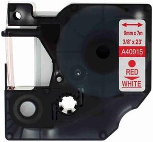 Dymo 40915 9mm Red on White D1 Label Tape, Compatible