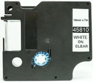 Dymo D1 45810 19mm (0.75“) White On Clear D1 Label Tape, Compatible