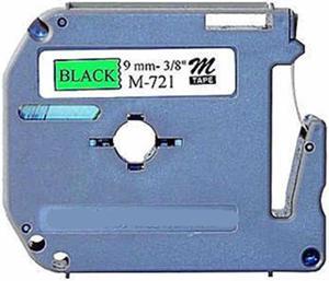 Brother MK721 9mm Black On Green P-Touch Label Tape, Compatible