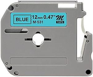 Brother MK531 12mm Black On Blue P-Touch Label Tape, Compatible