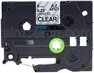 Brother TZe-FX111 P-Touch Flexible Label Tape, 6mm (0.25"), Length of 8M, Black on Clear, Compatible