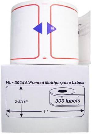 Dymo LabelWriter 30344 Red Framed Self-Adhesive Multi-Purpose Labels, 2-5/16" x 4", 300Labels, Compatible