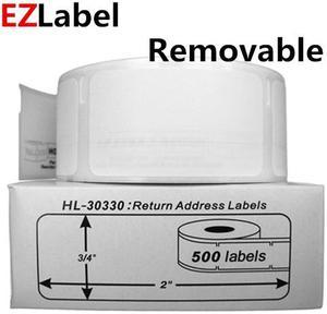 DYMO 30330 Removable Return Address Labels, 3/4- by 2-inch, White, roll of 500 labels, Compatible