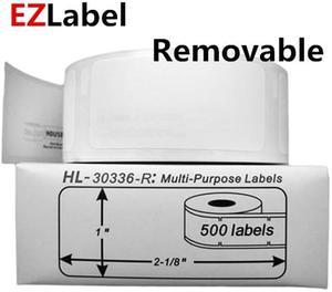 DYMO 30336 Removable Multi-Purpose Labels, 1- by 2 1/8-inch, Roll of 500 labels, compatible