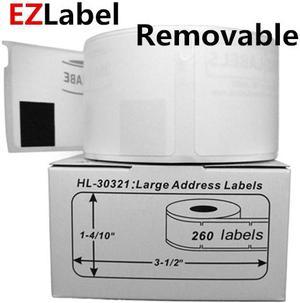 DYMO 30321 LabelWriter Removable Labels, White, 1-4/10" x 3-1/2", 2 Rolls, 260 Labels/Roll, Compatible