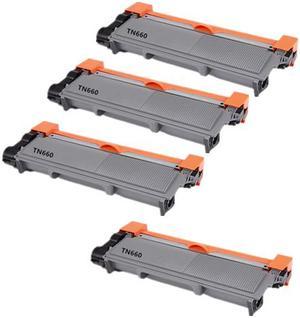 Brother TN660 Black Toner Cartridge, Compatible High Yield for TN630, 4 PK