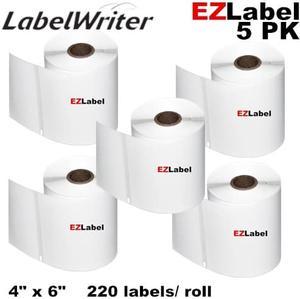 Dymo 1744907 LabelWriter Large Shipping Labels, 4" x 6". Comopatible, 5 Rolls