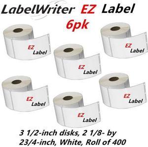 DYMO 30258 LabelWriter Self-Adhesive Labels for 3 1/2-inch disks, 2 1/8- by 2 3/4-inch, White, Roll of 400, 6 Rolls, Compatible