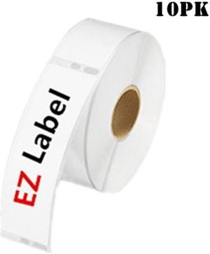 10 PK of EZLabel Dymo Compatible 30251 LabelWriter Self-Adhesive White Address Labels, 1-1/8" x 3-1/2" (130 Labels Per Roll)