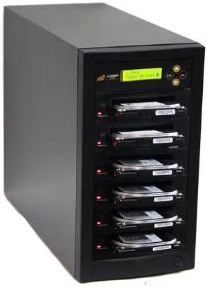 Acumen Disc 1 to 5 Hard Drive Duplicator - 36GB/Min - Standalone Copier and DoD Compliant Sanitizer/Eraser for Multiple SATA 3.5 HDD Disk & 2.5 SSD Solid State Drives 600MB/Sec (H05-SATA3)