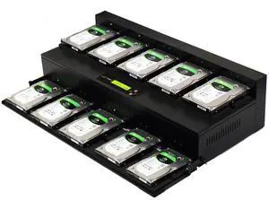Acumen Disc  1 to 9 Flatbed Hard Drive Duplicator - 18GB/Min - Standalone Copier and DoD Compliant Sanitizer/Eraser for Multiple SATA 3.5 HDD Disk & 2.5 SSD Solid State Drives 300MB/Sec (AD09-OP300)