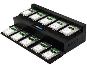 EZ Dupe 1 to 9 HD Cyclone 300 Flatbed Hard Drive Duplicator - 18GB/Min - Hard Drive Disk Copier and DoD Sanitizer/Eraser for SATA 3.5" HDD Disk & 2.5" SSD Solid State Drives 300MB/Sec (DM-HS2-HDD09)