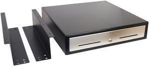 Angel POS Under Counter 18" Point of Sale/POS Cash Drawer with Mounting Bracket/Mount Heavy Duty RJ-12 Key-Lock Cash Register w/Bill & Coin Trays (Black with Stainless Steel Front)