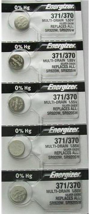 Energizer Battery 371/370 SR920SW Silver Oxide 1.55V (5 Batteries per Pack)