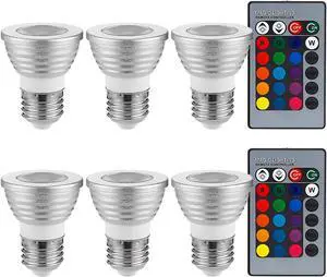 3w RGB 18 Watt Equivalent, MR16 LED E26/Medium (Standard) Base (Set of 6) 3w RGB 18 Watt Equivalent, MR16 LED E26/Medium (Standard) Base (Set of 6)
