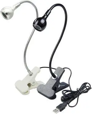 OmaiLighting Desk Lamp 4 Brightness Dimmer Reading Light Black Color 3W 1 LED Clamp Lamp with 360° Flexible Gooseneck Warm white Clip on lamps for Desk Bed Bedside, AC Adapter Include