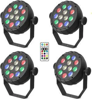 DJ Par Lights, 12 LEDs RGB Stage Light, 14W Sound Activated Party Lights Par Lighting, Wireless IR Remote Control, for Club, Weeding, Parties, Home Gathering, Festival - 4 Pack DJ Par Lights, 12 LEDs RGB Stage Light, 14W Sound Activated Party Lights Par Lighting, Wireless IR Remote Control, for Club, Weeding, Parties, Home Gathering, Festival - 4 Pack