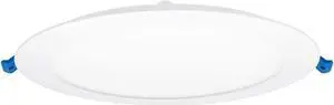 OmaiLighting 8 in. Slim Round LED Downlight, Flat Panel Light Fixture, Dimmable Recessed Canless IC Rated, 1250 Lumens, Daylight 5000K, 18 Watt, Junction Box Included