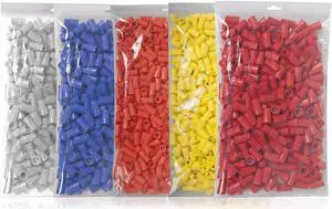 OmaiLighting Electrical Wire Connector Pack Bundle - Orange 500, Yellow 500, Red 250, Blue 1000, Gray 1000