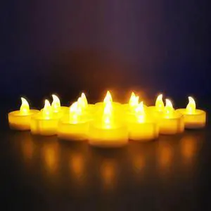 omailighting  [longest lasting] battery powered no flame flashing LED Tea Light Candle (12 Pack) twelve pack